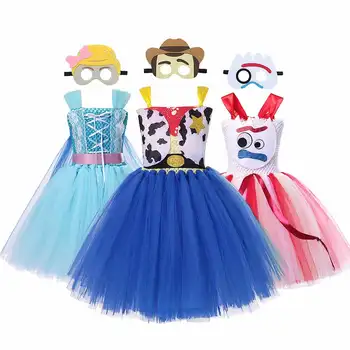 Fete Poveste de Jucărie Plasă de Rochii Tutu Îmbrăcăminte Desene animate Forky Sheriff Buzz Fată Vaca Bo Peep Costum Copil Rol de Bal, Rochii de Petrecere