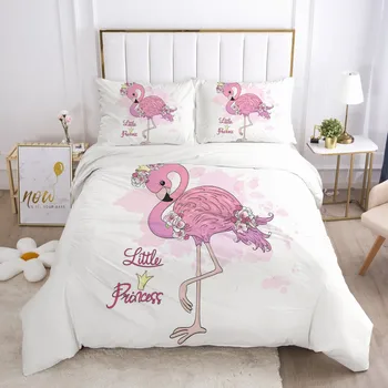 Fete Printesa de Desene animate Set de lenjerie de Pat pentru copii Copii Copii Pătuț Carpetă Acopere Stabilit față de Pernă Pătură Quilt Capac Drăguț Roz Flamingo