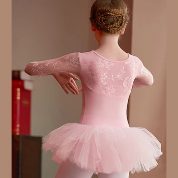 Fete rochie de balet balerina dantela balet tricou cu maneca lunga, rochie dans balet platou tutu dans costum de balet tutu