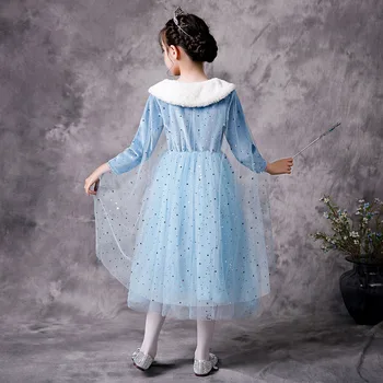 Fete Rochie pentru Copii de Iarnă Snow Queen Elsa Costume cu Paiete Detasabile Manta Fată Haine de Nunta de Halloween Printesa Rochie
