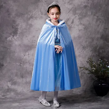 Fete Rochie pentru Copii de Iarnă Snow Queen Elsa Costume cu Paiete Detasabile Manta Fată Haine de Nunta de Halloween Printesa Rochie