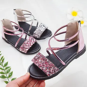 Fete Sandale de Vară 2020 Fete Noi de Moda Stras Sclipici Mica Printesa Pantofi de Plaja 3-12 Ani Copii Pantofi pentru Copii