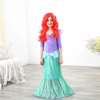 Fetite Sirena Printesa Ariel copii rochii pentru fete de Halloween petrecere de Crăciun cosplay Costum mâneci Lungi Haine