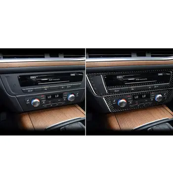 Fibra de Carbon Accesorii Auto Interior Aer Conditionat CD Panou din Fibra de Carbon Negru Capac Ornamental Autocolante Pentru Audi A6 C7 S6 A7 S7