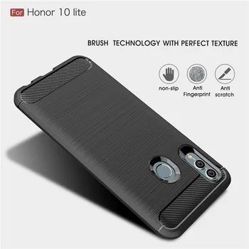Fibra de Carbon Cazul în care Telefonul Pentru Huawei Honor 10 Lite Caz TPU Moale Capacul din Spate Pentru Huawei Honor 10 Lite Telefon Robust Bara 6.21