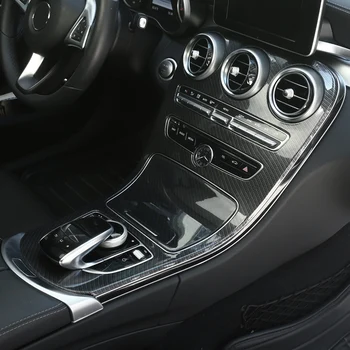 Fibra de Carbon de Culoare Autocolant Masina ABS Consola centrala Panou Decor Capac Ornamental Pentru Mercedes Benz C Class W205 GLC X253