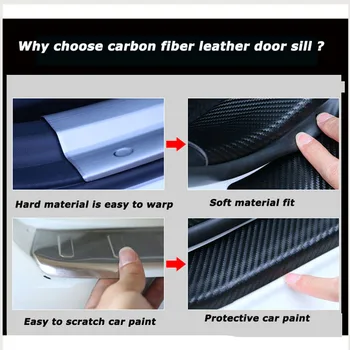 Fibra de Carbon din piele Pu Auto Pragului de Ușă Scuff Placa Protector Pentru Kia Carnival Masina pragului de ușă Accesorii Auto