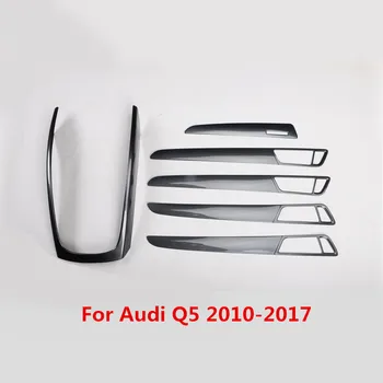 Fibra de Carbon Imprimate Mașină de Viteze Panoul de Autocolant Usa Panou de Turnare Garnitura pentru Audi Q5 2010 2011 2012 2013 2016 2017