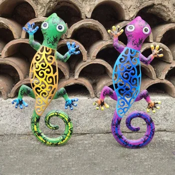 Fier de Artă Gecko Ornamente Exterioare Metalice Șopârlă Art Agățat Sculptura pentru Patio Metal Decoratiuni de Exterior pentru Terasa Perete Gard