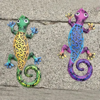 Fier de Artă Gecko Ornamente Exterioare Metalice Șopârlă Art Agățat Sculptura pentru Patio Metal Decoratiuni de Exterior pentru Terasa Perete Gard