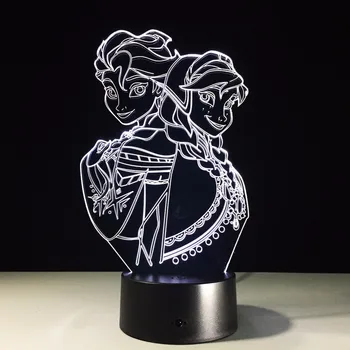 Fierbinte 3D LED Lumina de Noapte Elsa/Anna Printesa Fată de Desene animate figura luminaria Birou Lampă de Masă Decor Dormitor pentru Copii Cadou de Crăciun
