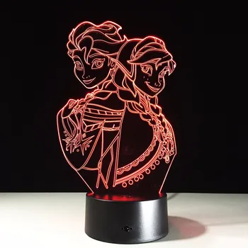 Fierbinte 3D LED Lumina de Noapte Elsa/Anna Printesa Fată de Desene animate figura luminaria Birou Lampă de Masă Decor Dormitor pentru Copii Cadou de Crăciun
