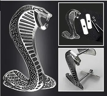 Fierbinte de Argint Cobra Logo-ul 3D Metal Shelby Șarpe Capota Fata Grătar Grila Insigna Emblema