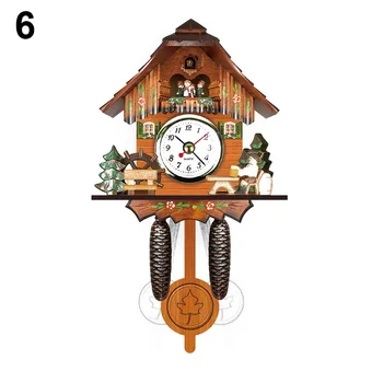 Fierbinte de Epocă din Lemn Cuc Ceas de Perete Bird Timp Bell Leagăn de Alarmă Ceas Domiciliu Art Decor MDD88