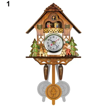 Fierbinte de Epocă din Lemn Cuc Ceas de Perete Bird Timp Bell Leagăn de Alarmă Ceas Domiciliu Art Decor MDD88