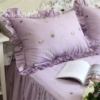 Fierbinte de flori Violet Tipărite set de lenjerie de pat Grădină zburli duvet cover set de lenjerie de pat lenjerie de pat king size, lenjerie de pat set pat cuvertura