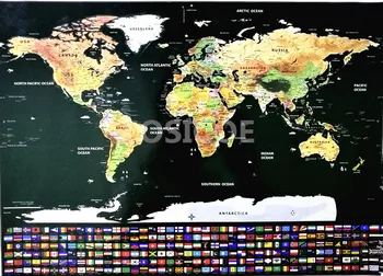 Fierbinte! De mari Dimensiuni Creative Zero Hartă a Lumii Steag Național de Geografie Poster de Perete Autocolante Agățat Tabloul Cameră Decor 58X83 CM
