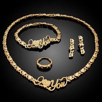 Fierbinte din Africa set bijuterii pentru femei Inima TE IUBESC colier set de bijuterii de nunta seturi de cercei xoxo colier bratari cadouri