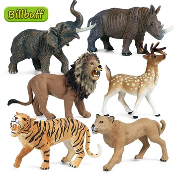 Fierbinte, din Plastic Animale Salbatice Elefant, Leu, Tigru Rinocer Alb Coada Cerb Ghepard Modelul PVC Cifrele de Acțiune Dimensiuni jucării pentru copii