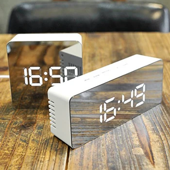 Fierbinte Multifuncțional LED Oglindă Ceas cu Alarmă Ceas Digital Snooze Timp de Afișare LED Lumina de Noapte Tabelul Desktop Ceas Deșteptător Despertador
