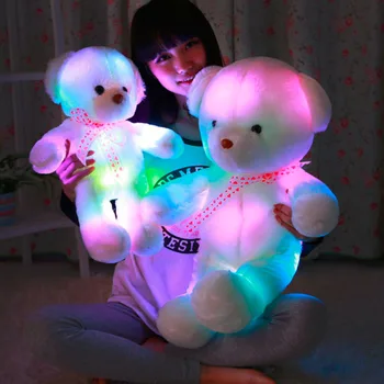 Fierbinte! Romantic 50CM Colorate Strălucire de Lumină LED Jucării de Pluș Urs de Pluș Papusa Pernă CONDUS de Urs Jucărie Prietenii Cadou Noi de Vânzare