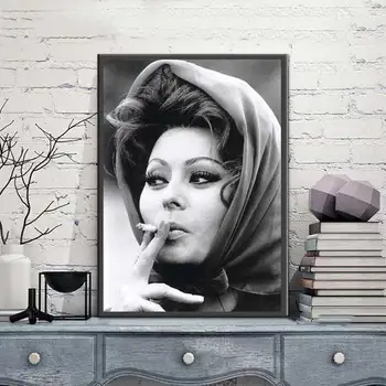 Fierbinte SOPHIA LOREN Poster Alb-Negru Actrita de Film Femeie Fata Printuri Ulei Tablou Canvas Wall Art Poze Decor Acasă