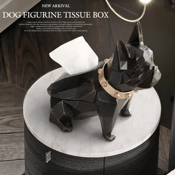 Figurina Caine Rășină Câine Negru Suport Hârtie Ambarcațiuni Pentru Bucatarie Camera De Sus De Masă Home Decor Modern, Creativ Geometrice Câine Cutie De Tesut