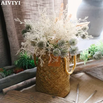 Fileu ghimpe iarba buchet de flori false planta verde de nunta decor acasă flori artificiale decoratiuni de craciun pentru casa partid