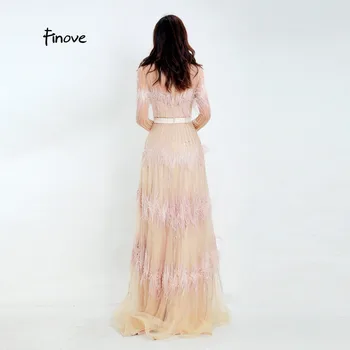 Finove de Lux Iluzie Prom Dress Design Nou 2020 Tul cu margele, Pene Eșarfe O Rochie de Seara-Linie Femeie Rochie de Petrecere, Rochii