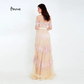 Finove de Lux Iluzie Prom Dress Design Nou 2020 Tul cu margele, Pene Eșarfe O Rochie de Seara-Linie Femeie Rochie de Petrecere, Rochii
