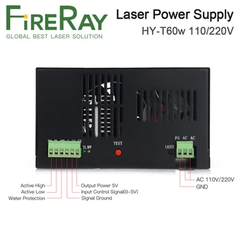 FireRay 60W Laser CO2 de Alimentare pentru emisiile de CO2 pentru Gravare cu Laser Masina de debitat HY-T60 Serie cu Garanție de Lungă