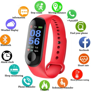 Fitness M3 Ecran Color Smart Sport Bratara Activitate Rulează Tracker Rata de Inima Pentru Copii Femei Bărbați Ceas digital relogio