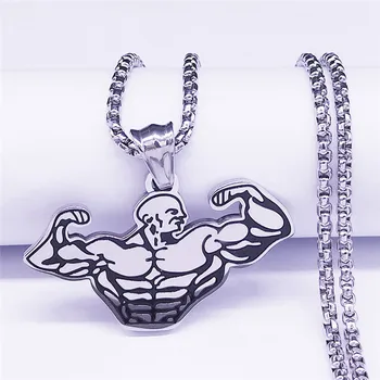 Fitness Musculare Bărbat din Oțel Inoxidabil de Culoare Argintie Colier Chocker pentru Femei/Bărbați Bijuterii collares de steel inoxida NXH38S01