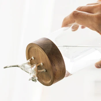 Flacon de sticlă Nordic Plumb Sticlă de Stocare Borcan de uz Casnic de Depozitare a Alimentelor Sticla Lemn de Salcâm Capac Borcan Sigilat / Zahăr Borcan / Cutie de Ceai