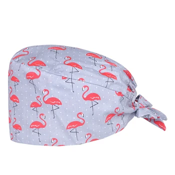 Flamingo Scrub Pălărie Capac Femei Bărbați Bumbac Tieback Interioare Reglabile Sweatband Durabil De Lucru Pălării Capace
