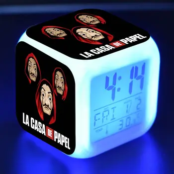 Flash La casa de papel Figue LED Ceas Deșteptător Flash de Colorat Atinge Birou Lumină Bani Jaf Jucarii Model