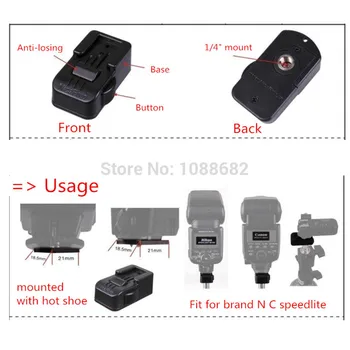 Flash Titularul Hot Shoe Adapter Muntele cu 1/4 de Montare Pentru Canon Pentru Nikon Flash Speedlite FLH-15