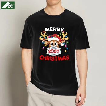 FLC Crăciun Tricouri Pentru Barbati de culoare Alb cu Reni În Masca Tricou Amuzant Crăciun Fericit 2020 Tricou Unisex Amuzant Tee Topuri Cadouri