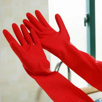 Flexibil, Confortabil Din Cauciuc Mănuși Curate Farfurie Roșie Doamna De Spălat Lung Mănuși De Cauciuc Curat Accesorii
