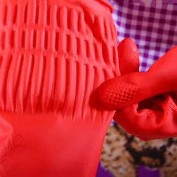 Flexibil, Confortabil Din Cauciuc Mănuși Curate Farfurie Roșie Doamna De Spălat Lung Mănuși De Cauciuc Curat Accesorii