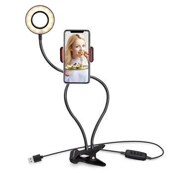 Flexibil Monopied Soclului Cu LED Ring Flash de Lumină Lampă de Masă Stand Trepiede Cu Titularul de Telefon Mobil Pentru Bloggeri Video