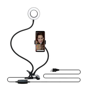 Flexibil Monopied Soclului Cu LED Ring Flash de Lumină Lampă de Masă Stand Trepiede Cu Titularul de Telefon Mobil Pentru Bloggeri Video