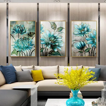 Floare Albastră Pictura Abstracta Opere De Artă De Epocă Poster Botanică Florale Imprimare Panza De Arta De Perete Moderne Imagine Living Decorul Camerei