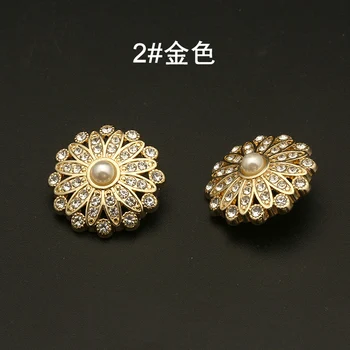 Floare de Metal Nasturi de Aur cu Perla Diamant Stras pentru Îmbrăcăminte Rochie lucru Manual Femeile Diy Costum de Blugi de Cusut Butonul 6pcs