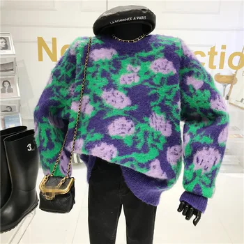 Floare trandafir pulover uza Femei Toamna/Iarna 2020 Moda Apatic retro Pulover Tricotate de Sus