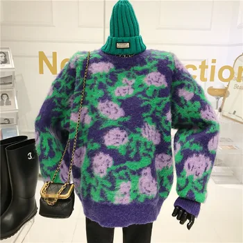 Floare trandafir pulover uza Femei Toamna/Iarna 2020 Moda Apatic retro Pulover Tricotate de Sus