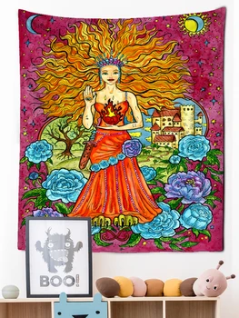 Floarea Reginei Tapiserie Tarot Decor De Perete Mandala Covor Tesatura De Perete Agățat Țesătură Boho Decor Indian