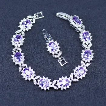 Floarea-soarelui Princess Alb Cristal Rosu/Violet Zirconiu, Bijuterii de Moda de Sănătate Bratari Pentru Nunta/Cadou de Ziua 18CM+3CM