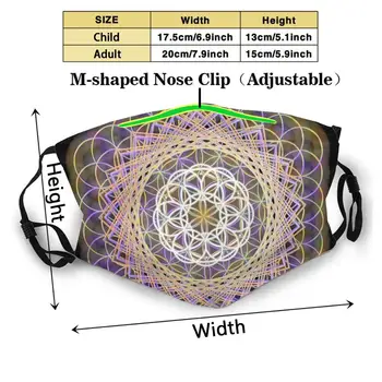 Floarea Vieții Curcubeu Mandala Anti Praf Mască Filtru Lavabil ReusableFlower Geometrie Sacră Psihedelice