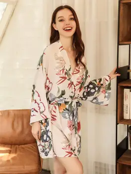 Florale Halat De Baie Scurt Kimono-Halat De Noapte, Halat De Baie Halat De Moda Rochie Pentru Femei Rochie Halate De Baie, Pijama, Pijamale